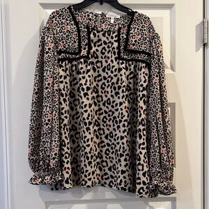 Maurices Leopard Print Blouse with Black Trim
